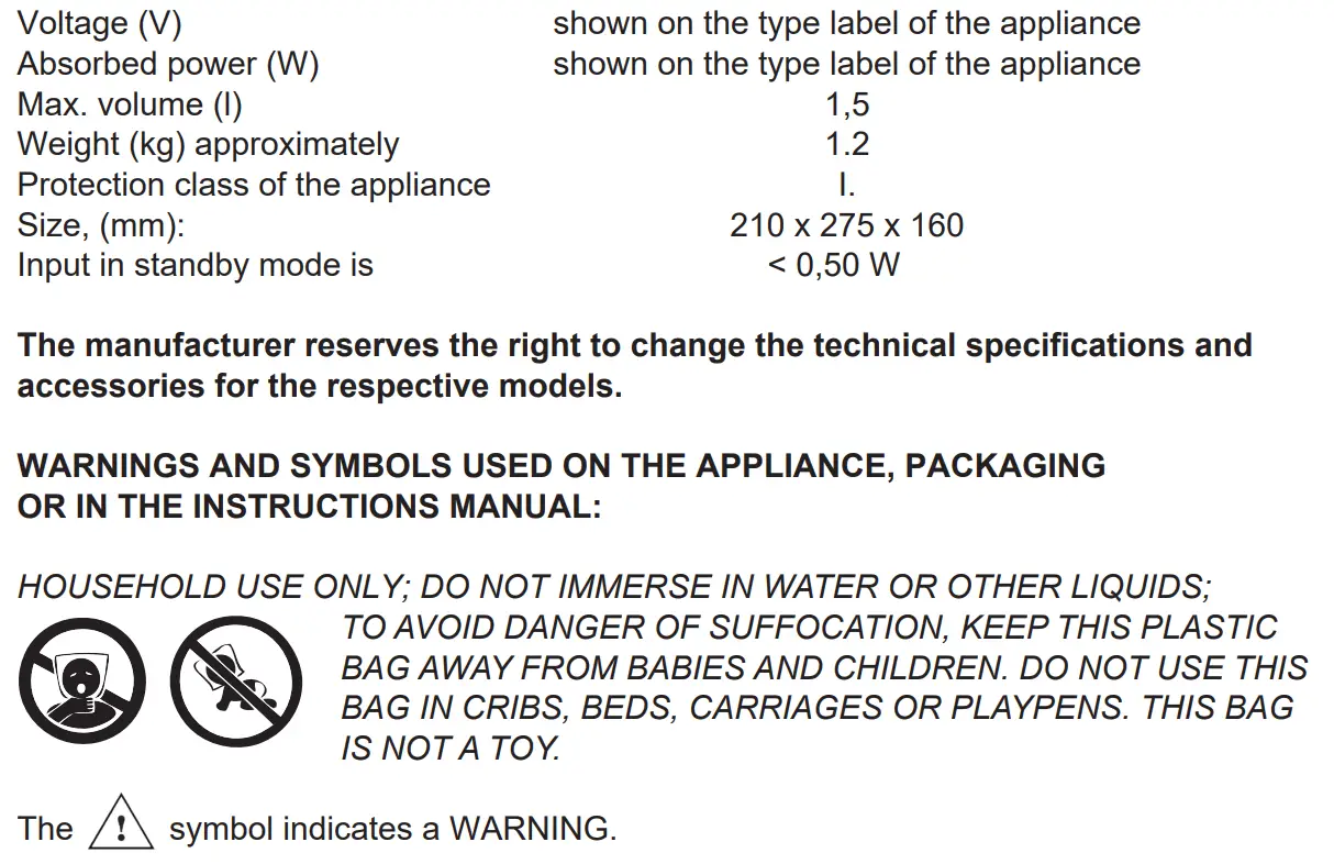 eta 5597 Elsa Electric Kettle Instruction Manual - TECHNICAL DATA