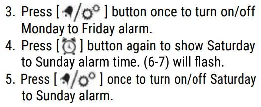 EXPLORE SCIENTIFIC RDC1005 Radio-Controlled Alarm Clock Instruction Manual - How activate alarm times individually