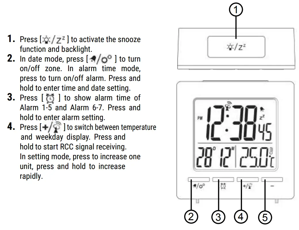 EXPLORE SCIENTIFIC RDC1005 Radio-Controlled Alarm Clock Instruction Manual - PRODUCT OVERVIEW