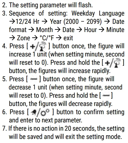 EXPLORE SCIENTIFIC RDC1005 Radio-Controlled Alarm Clock Instruction Manual - Set the clock manually