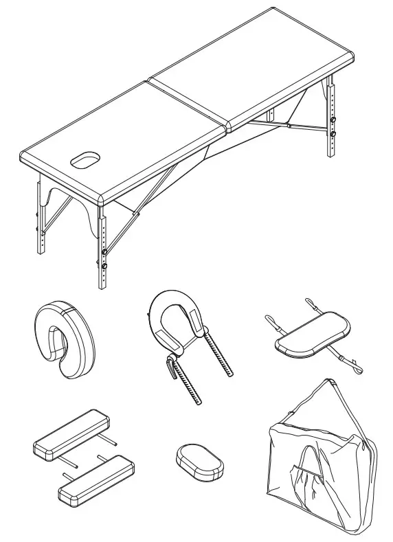 prilinex AMY 0072ZMB 2 Section Wooden Legs Folding Massage Table - Parts 1