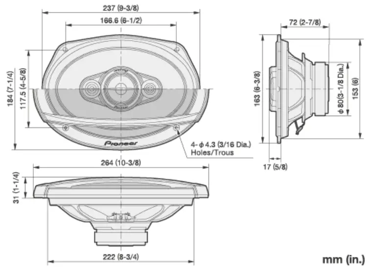 Pioneer TS A692F 6 x 9 4 Way Coaxial Speaker System - dainasins