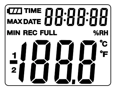 EXTECH RHT20 Humidity and Temperature Datalogger - Display Description