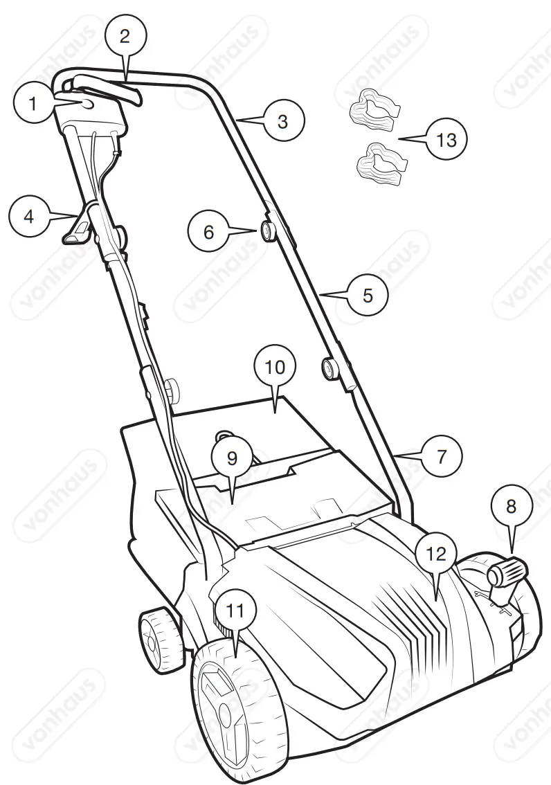 VonHaus 2500191 1300W Lawn Moss Rake - fig 9
