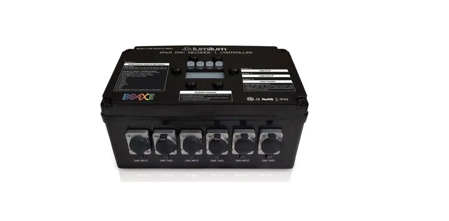 Lumilum Lum-b34xts-dmx2 B43xt Series 120v Rgb Led Strip Light Dmx Controller Decoders Instructions