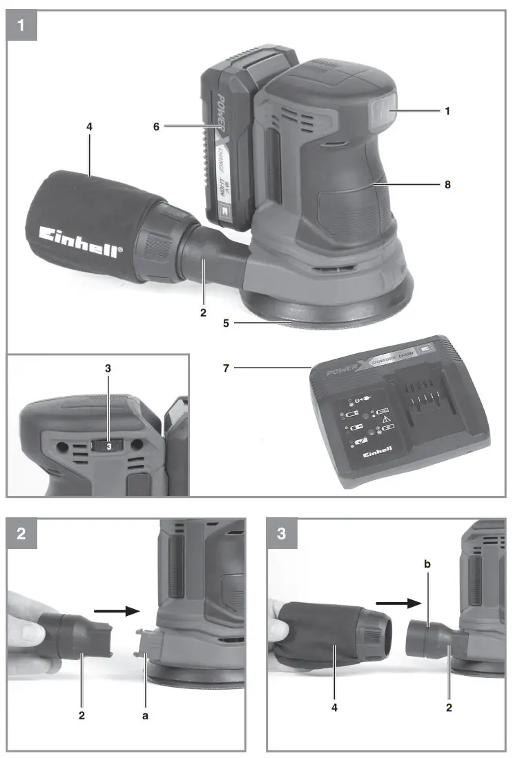 Einhell TE RS 18 Li Cordless Eccentric Grinder Sander - Fig (2)