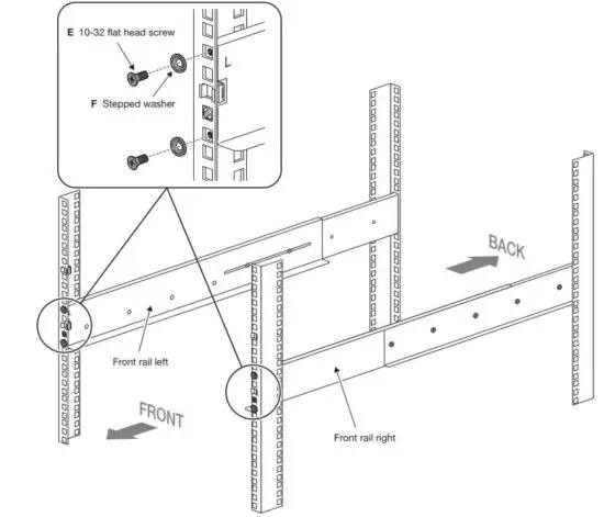 FIG 9 Attach the rails to the front of the rack.JPG