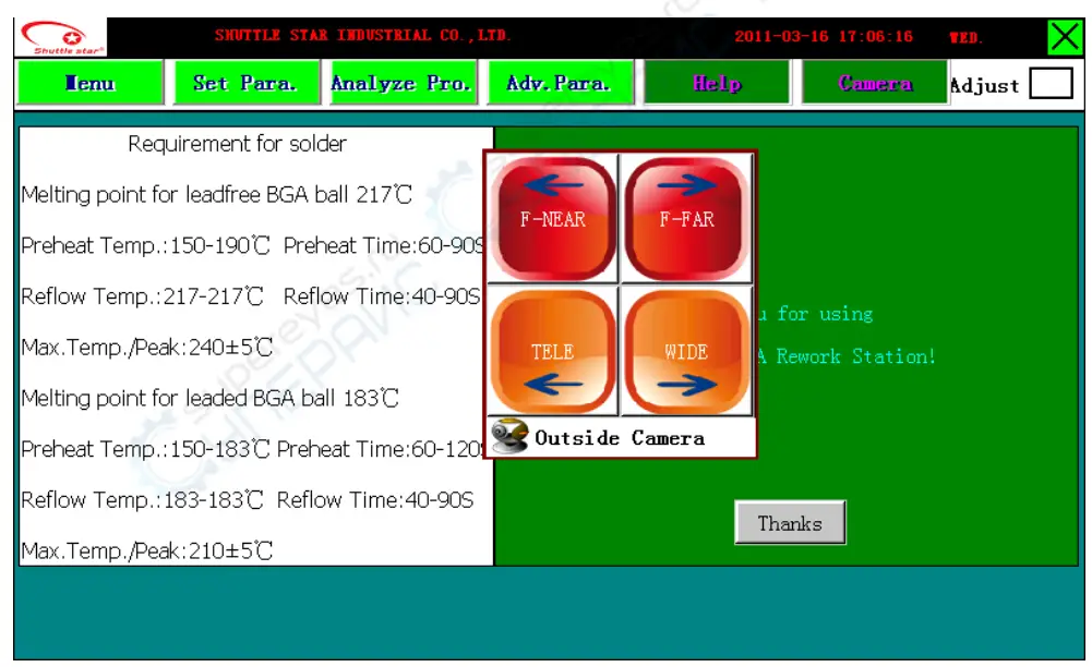 Shuttlestar SV 650A BGA Rework Station- Color optical s