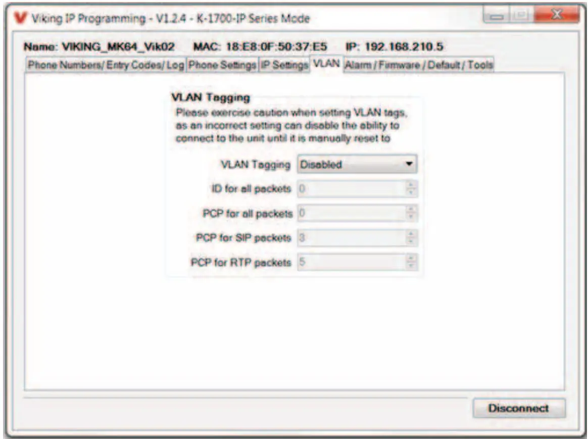 VIKING K-1775-IP Series Phone System with Proximity Card Reader and Video Camera User Manual - Configuring K-1775-IP VLAN Settings