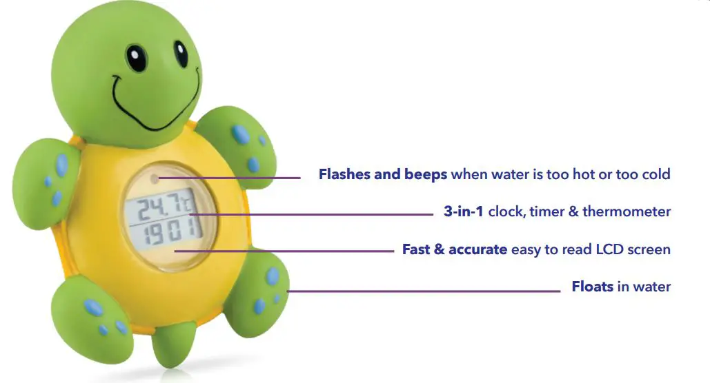 Nuby My Bathtime Clock and Thermometer - features