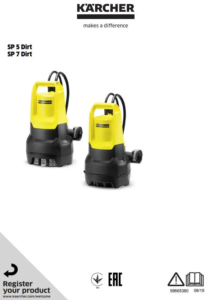 KARCHER SP 5 Dirt Submersible Water Pump Instruction Manual