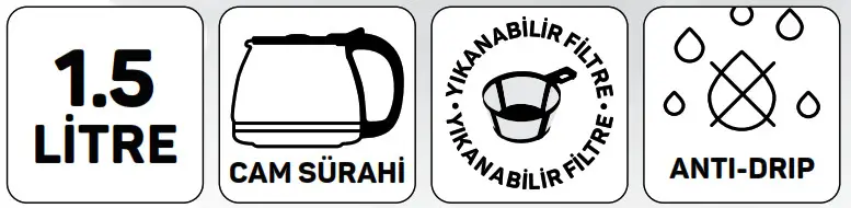 arzum 950W Brewtime Pro AR 3073 Filter Coffee Machine - icon2