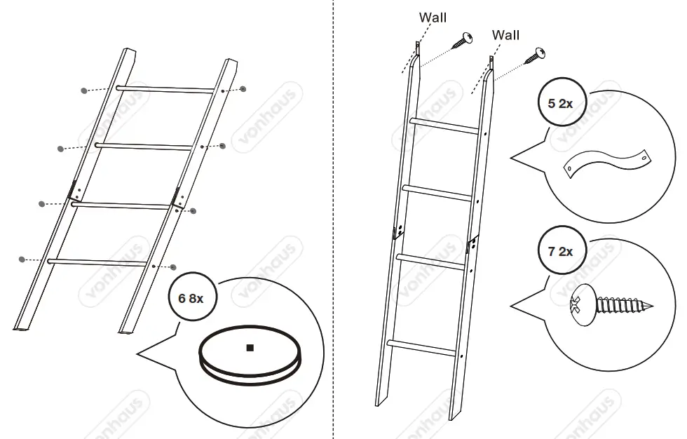 VonHaus 3000031 Grey Ladder Towel Rail - Fig5