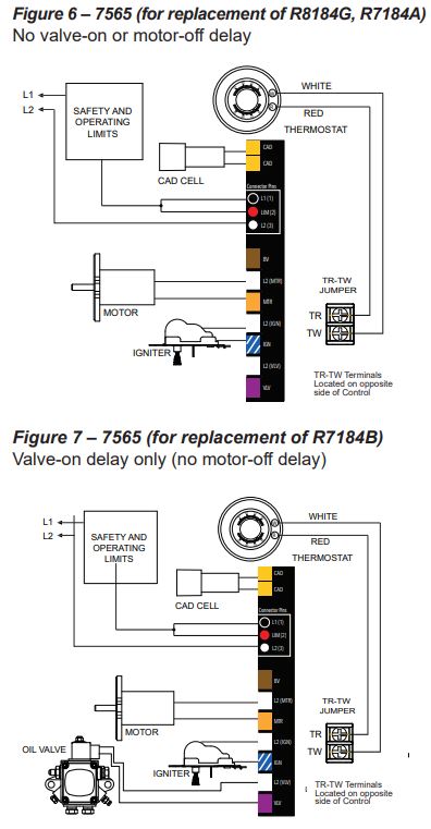 Beckett Genisys 7565 120v Advanced Burner Controls Instruction Manual - Figure 6,7