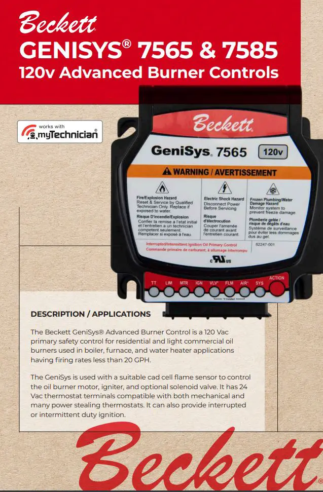Beckett Genisys 7565 120v Advanced Burner Controls Instruction Manual