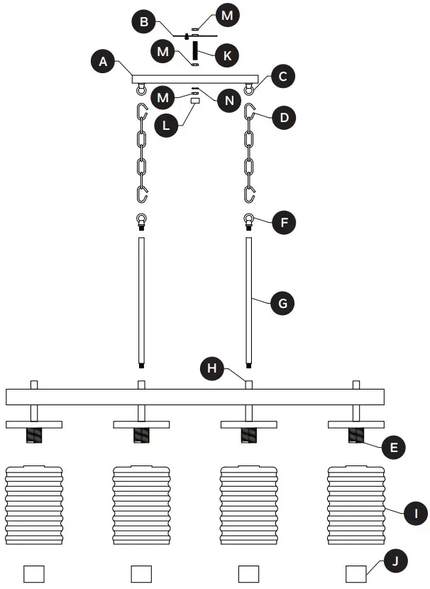 KICHLER 82399 Maritime 4 Light Linear Chandelier - PACKAGE CONTENTS