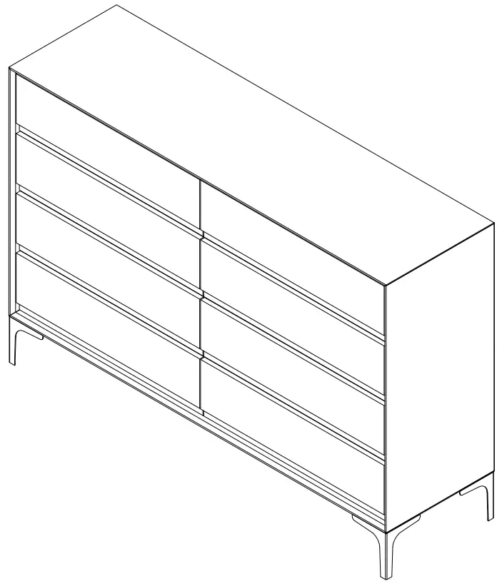 FUFU GAGA LJY KF210184 01 White 8 Drawer Standard Dresser -
