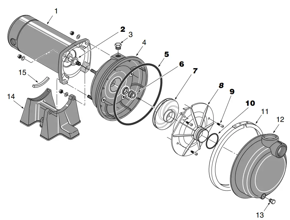 Simer 3410P Corrosion Resistant Centrifugal Lawn Sprinkler Pump - Repair Parts