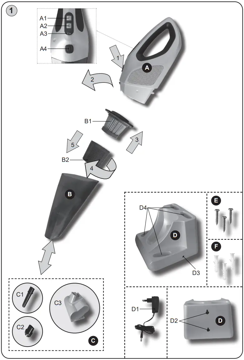 eta x425 Rotary Handheld Bagless Vacuum Cleaner - Figure 1