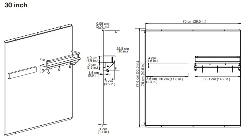 ancona PBS1245 30 Inch Stainless Backsplash with Magnetic Knife Strip - fig 2