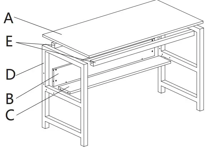 JAXPETY HG61H0928 47 Inch×24 Inch Retro Computer Desk W- Book Shelf Below-fig4