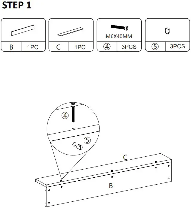 JAXPETY HG61H0928 47 Inch×24 Inch Retro Computer Desk W- Book Shelf Below-fig6