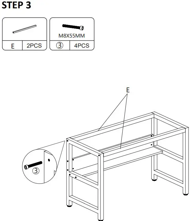 JAXPETY HG61H0928 47 Inch×24 Inch Retro Computer Desk W- Book Shelf Below-fig8