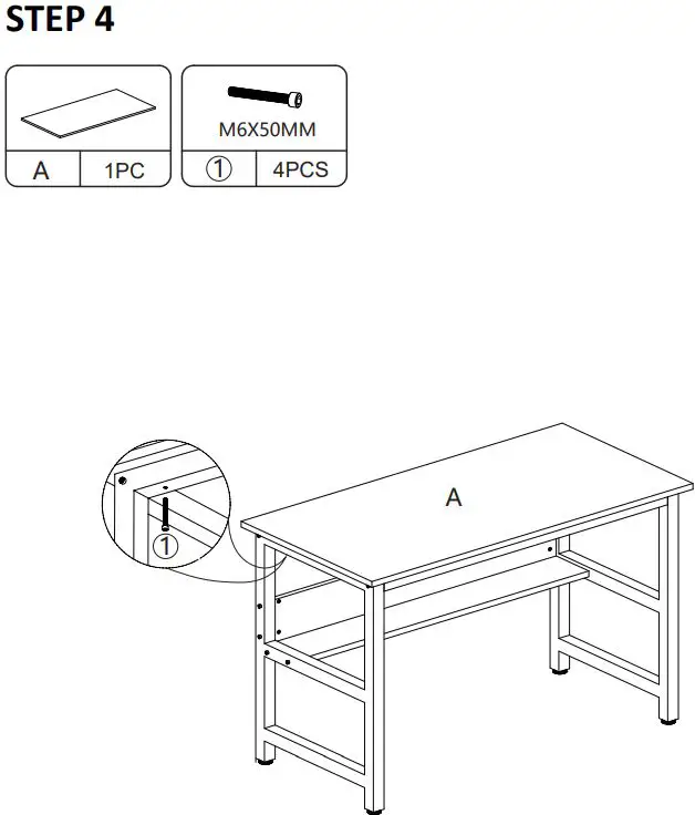JAXPETY HG61H0928 47 Inch×24 Inch Retro Computer Desk W- Book Shelf Below-fig9