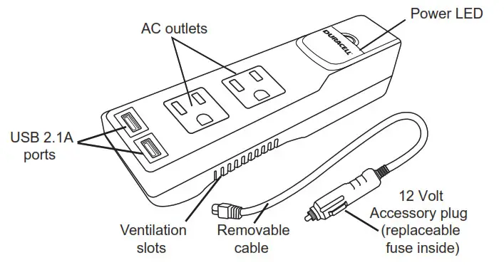 Duracell 175 Watt Power Inverter - Features and Accessories