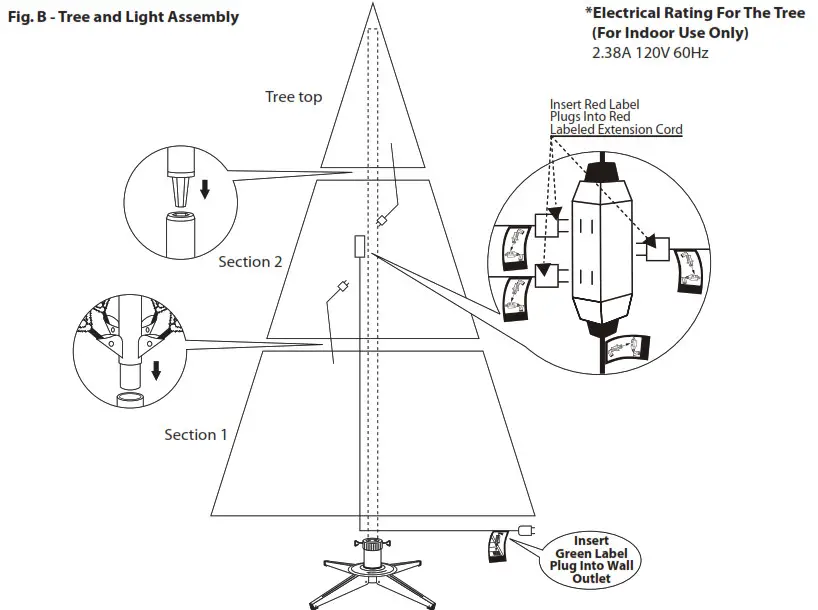 ENCHANTED FOREST TG80M4C25M00 8' Prelit Laguna Pine Artificial Christmas Tree- Fig B