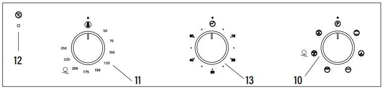 cata CMD 8108 X Electric Oven Instruction Manual - Control panel with 3 knobs