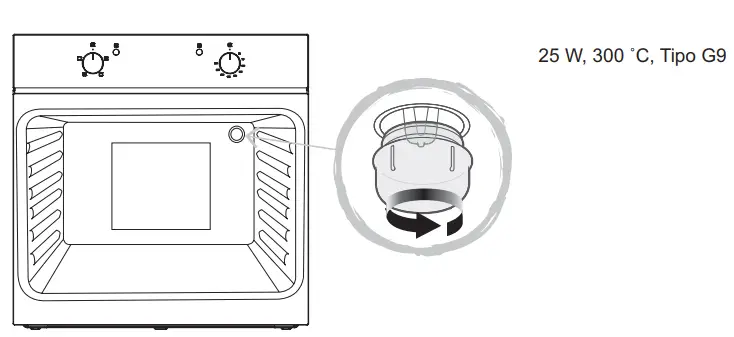 cata CMD 8108 X Electric Oven Instruction Manual - Replacing the oven light bulb