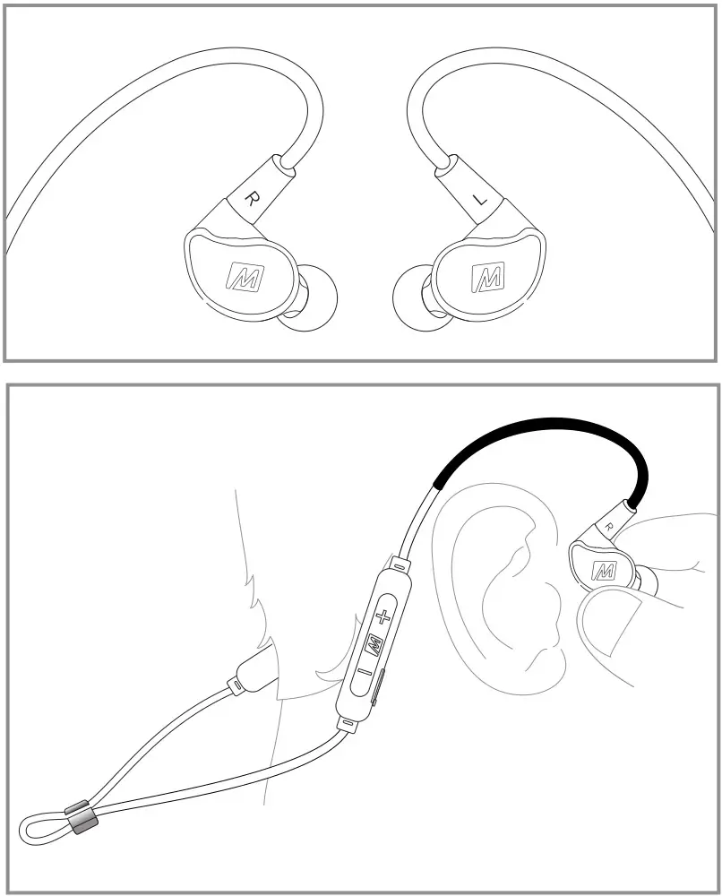 MEE Universal-Fit Noise-Isolating Musicians In-Ear Monitors - WEARING M6 PRO WITH BLUETOOTH ADAPTER 1