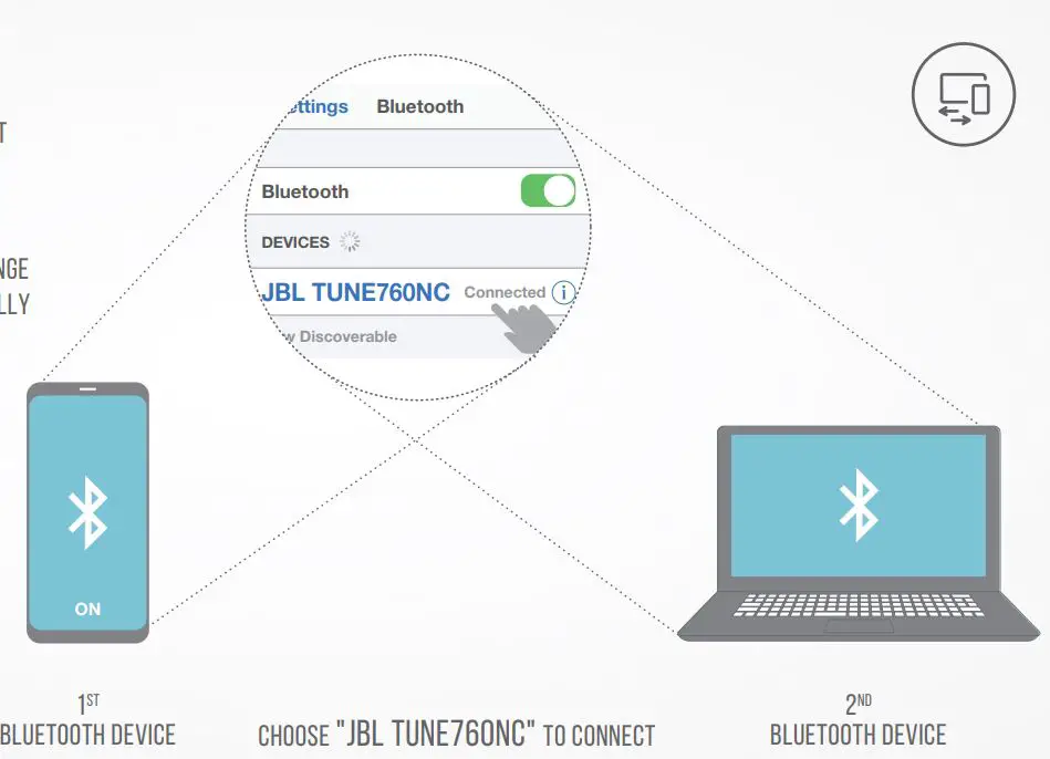 JBL TUNE 760 Headphone User Guide - Connect Bluetooth device
