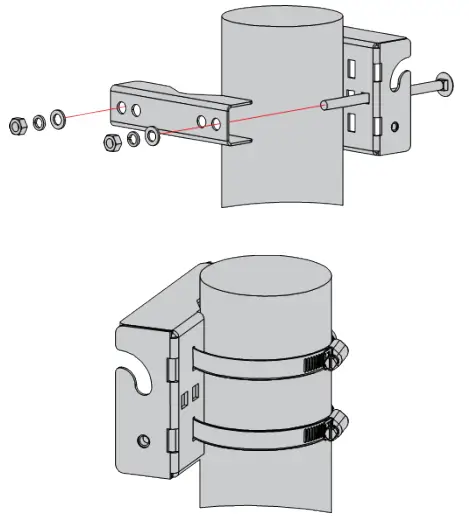 Position and tighten the pole clamps