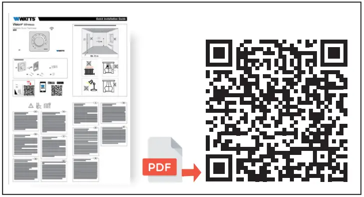 WATTS A03 Vision Wireless Electronic Room Thermostat - qr1