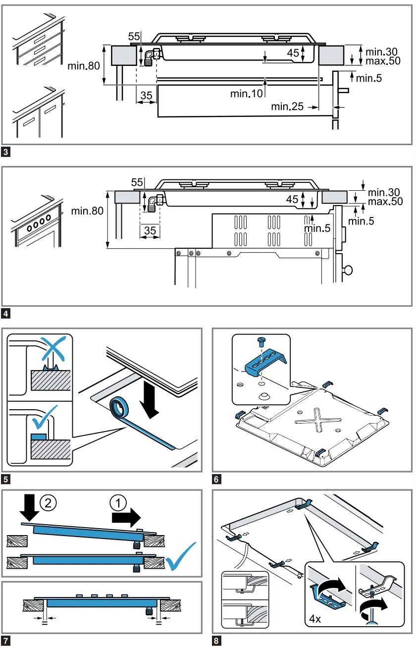 BOSCH PBP6B5B80 60cm Stainless Steel Built In Gas Hob - FIG