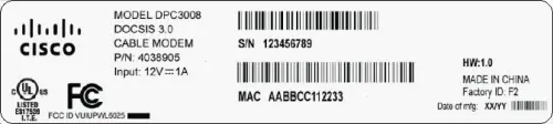 DPC3008 MAC Label