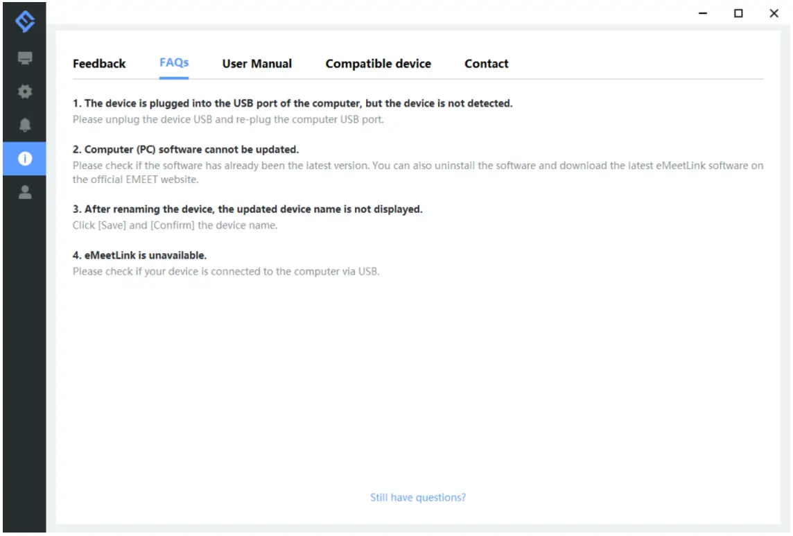 eMeetLink SmartCam Jupiter C990 - FAQs