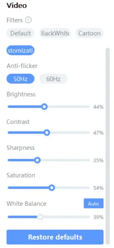 eMeetLink SmartCam Jupiter C990 - Video settings