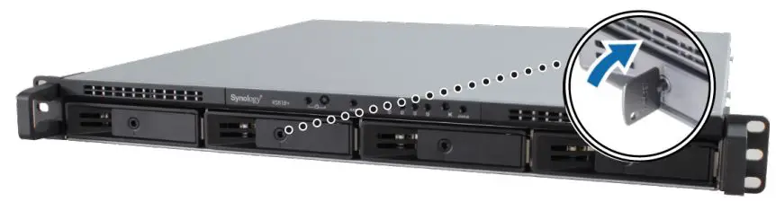 Synology RackStation RS818+RS818RP+ Installation Guide - Insert the drive tray key into the drive tray lock