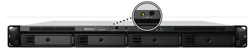 Synology RackStation RS818+RS818RP+ Installation Guide - Press the power button to turn on the RackStation