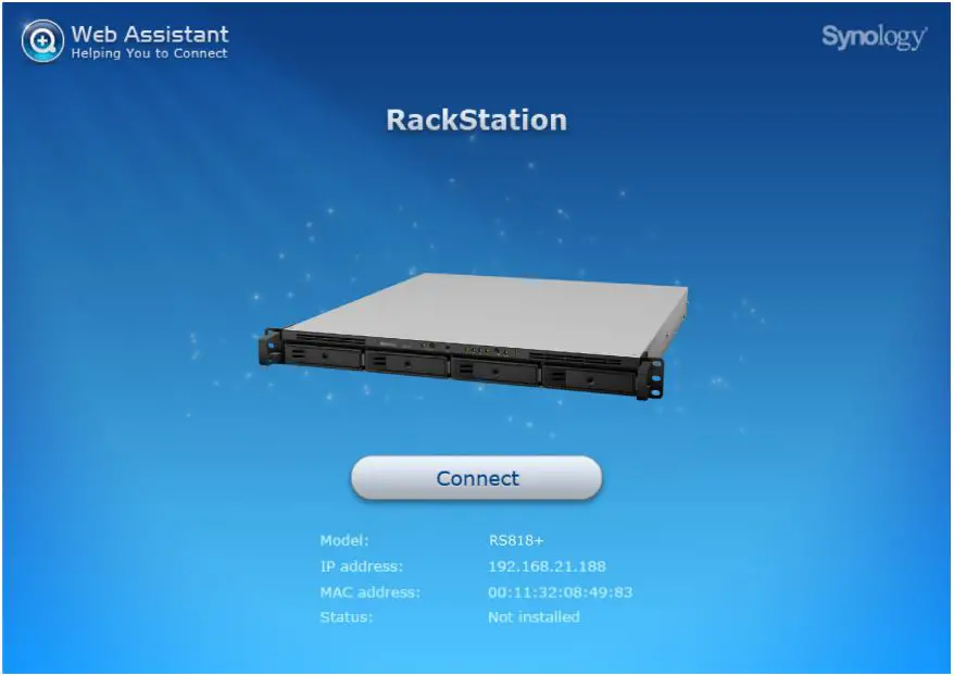 Synology RackStation RS818+RS818RP+ Installation Guide - Web Assistant will be launched in your web browser
