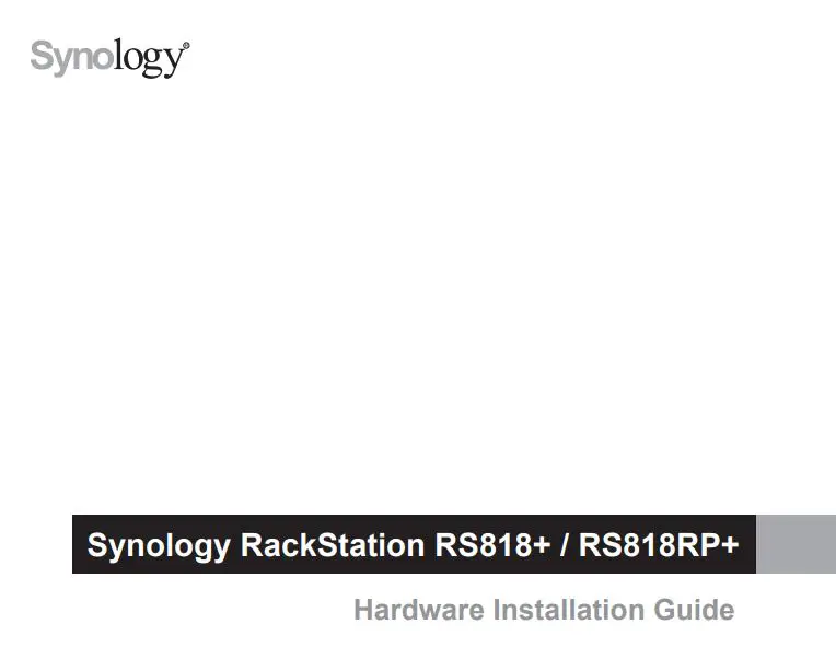 Synology RackStation RS818+RS818RP+ Installation Guide