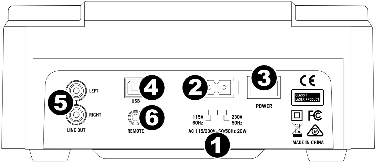 Numark NDX500 USB DJ CD Media Player - Rear Panel