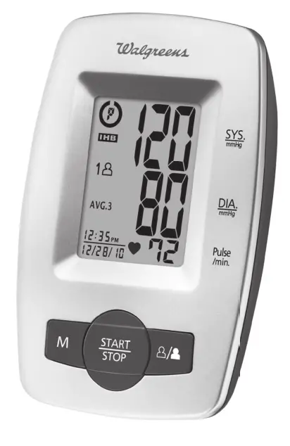 Walgreens Delux Arm Blood Pressure Monitor Manual Wgnbpa-540