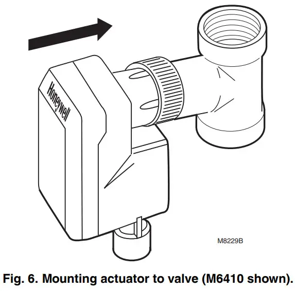 Honeywell M6410A Non-Spring And Spring Return - Mounting actuator
