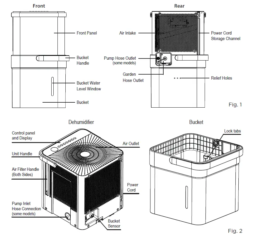 Midea MAD20S1QWT 20-Pint Smart WiFi Dehumidifier FIG 1