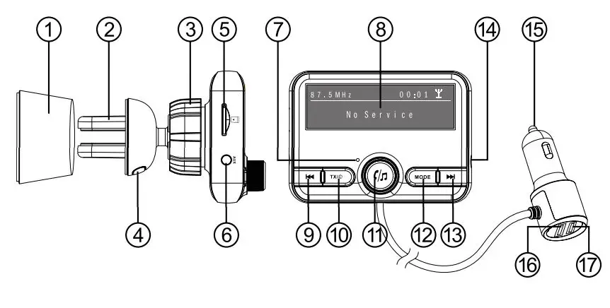 Streetwize In Car DAB Radio Adapter SWDAB2 - Product Elements