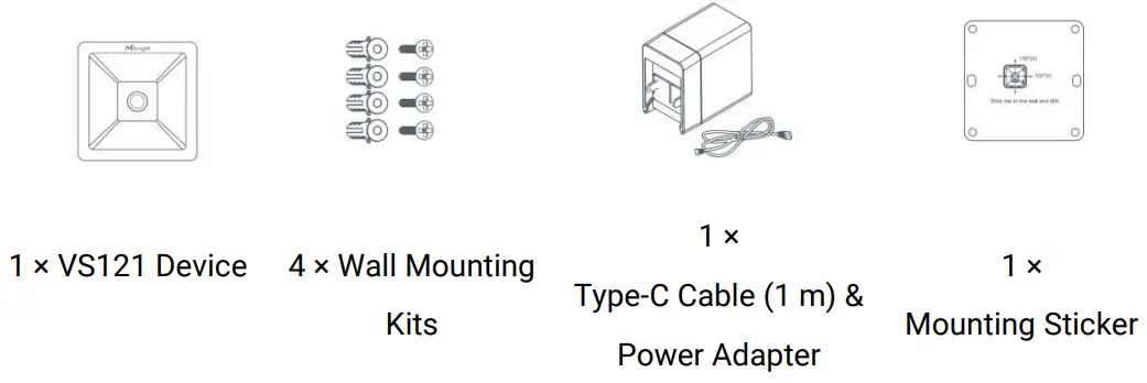 Milesight VS121 Workplace LoRaWAN Sensor - Packing List